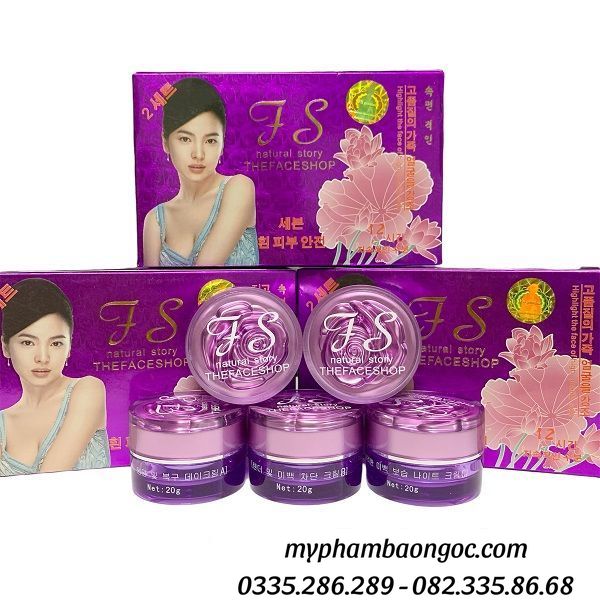 BỘ KEM THE FACE SHOP TÍM DƯỠNG TRẮNG DA TRỊ NÁM HÀN QUỐC